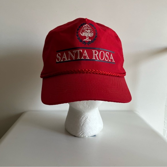Vintage KC Brand SANTA ROSA Leather Adjustable Strapback Rope Hat Cap Red - Picture 1 of 9